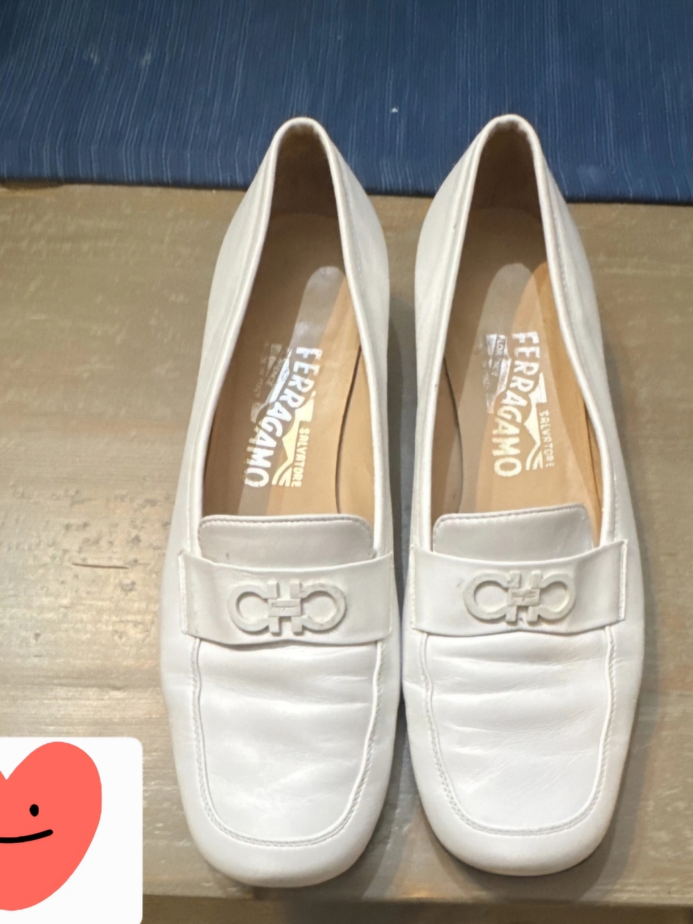Salvatore Ferragamo White Leather Women's Loafers with Gancini Bit